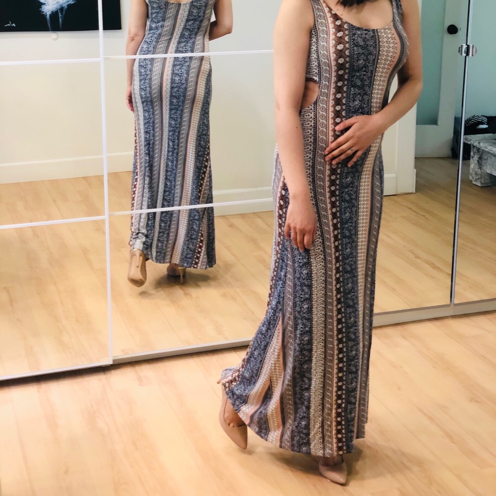 Maxi boho bodycon dress with side cutouts